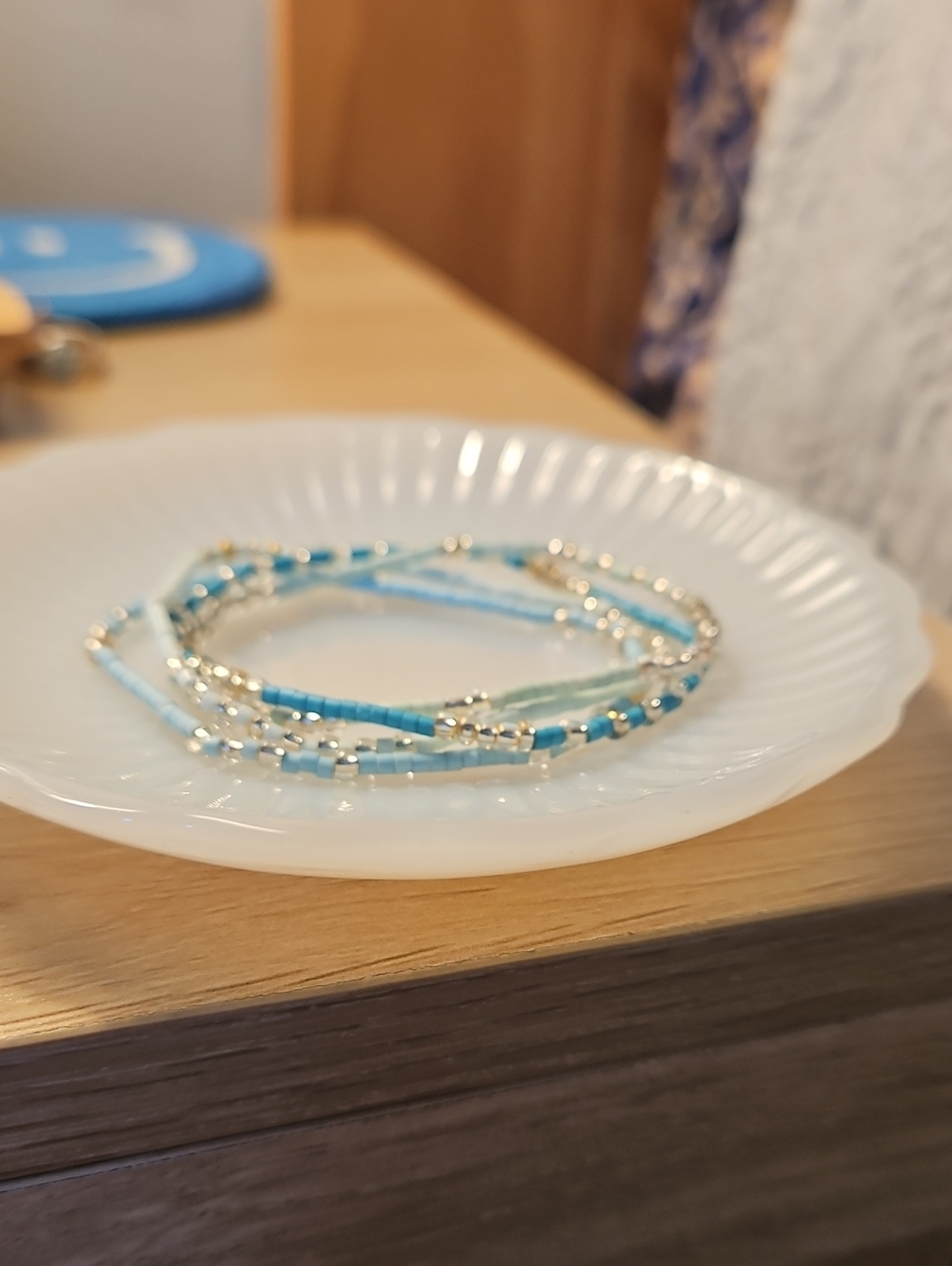 Pura Vida Light Blue and Aqua Beaded Multi-Strand Bracelet